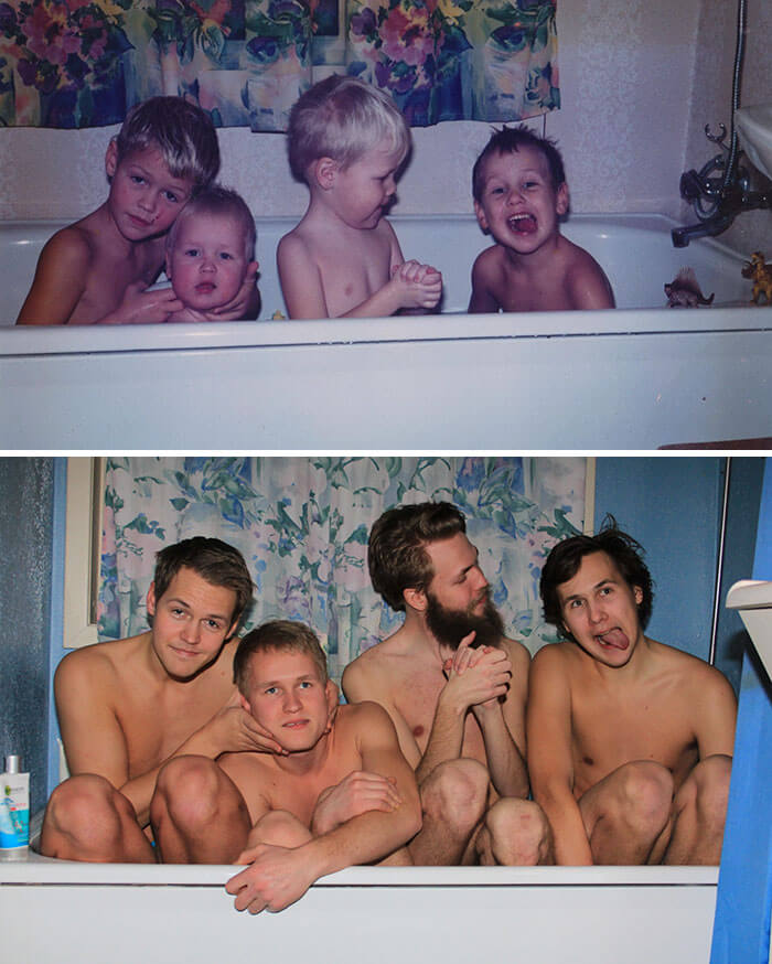 Siblings in Bath Tub