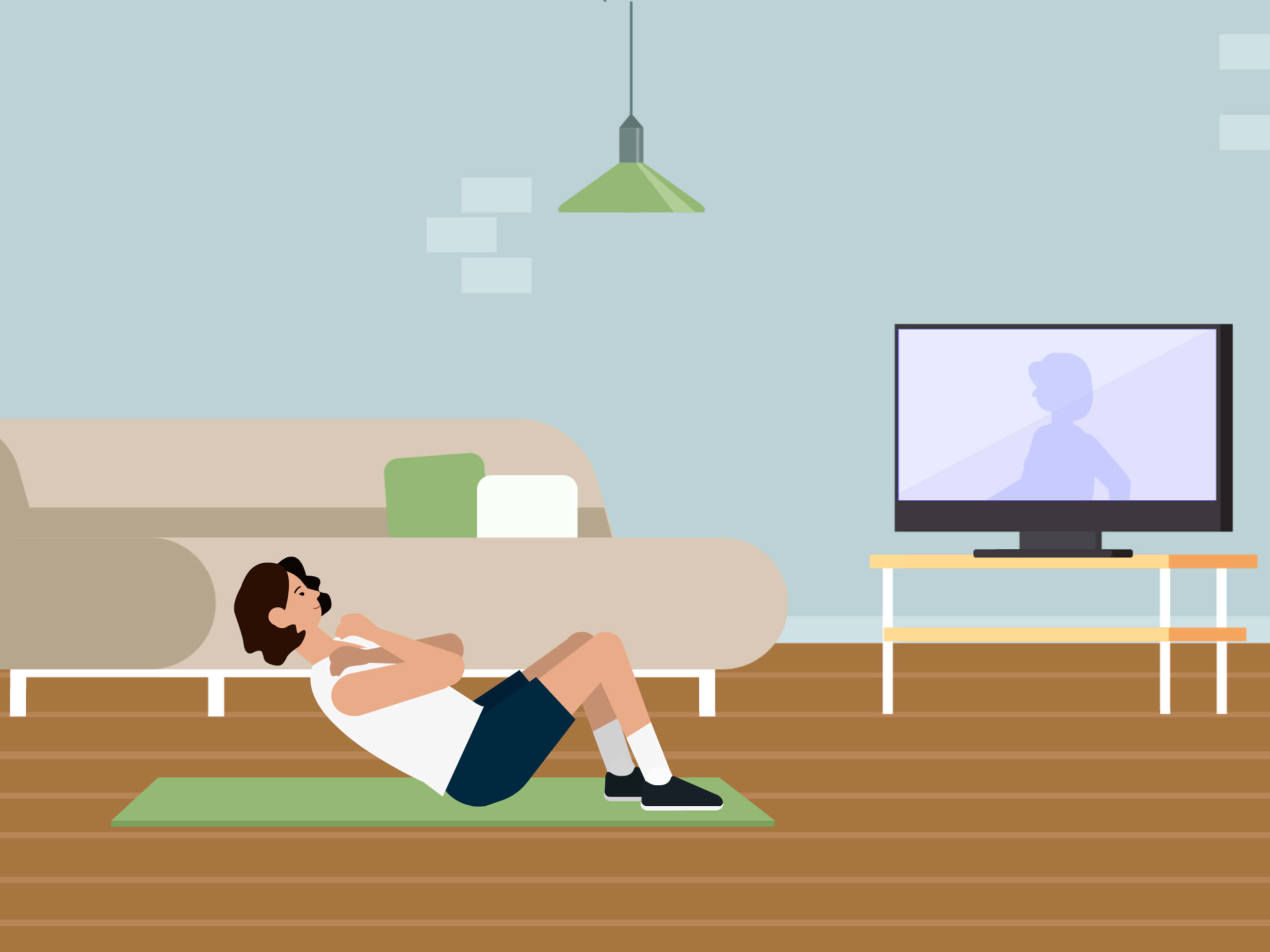 Animated image of a woman working at home